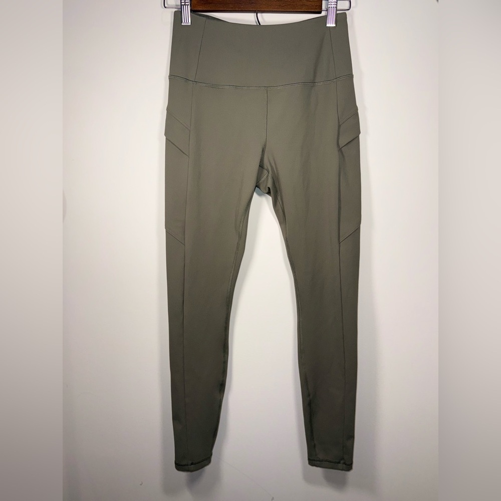 Avalanche Women Olive Green Active High Rise Ankle Leggings Size Small